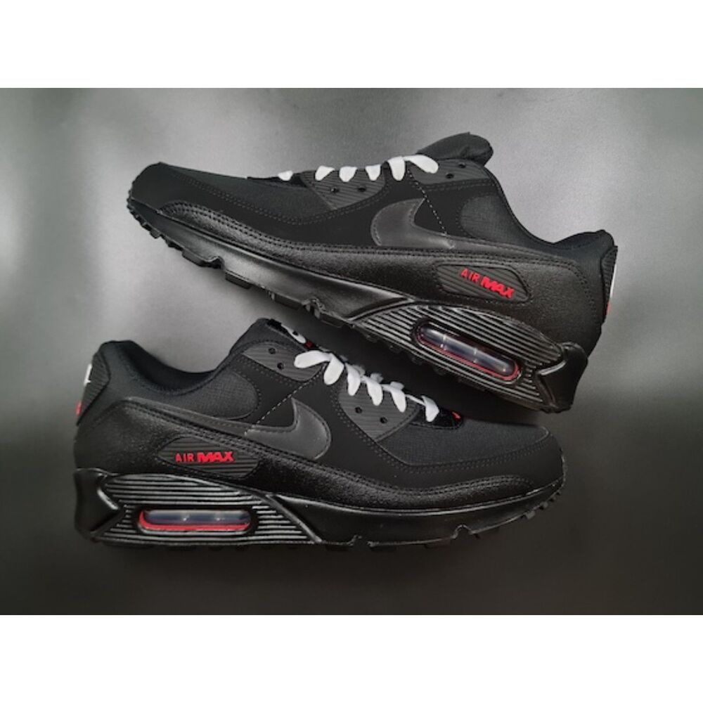 Nike Air Max 90 Black Sport Red. SIZE 8.5 - DC9388-002